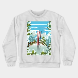 Cartoon ski landscape Crewneck Sweatshirt